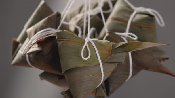 Výroba Zongzi Jídlo Příprava Balení Čínský Rýžový Knedlík Doma Duanwu — Stock video
