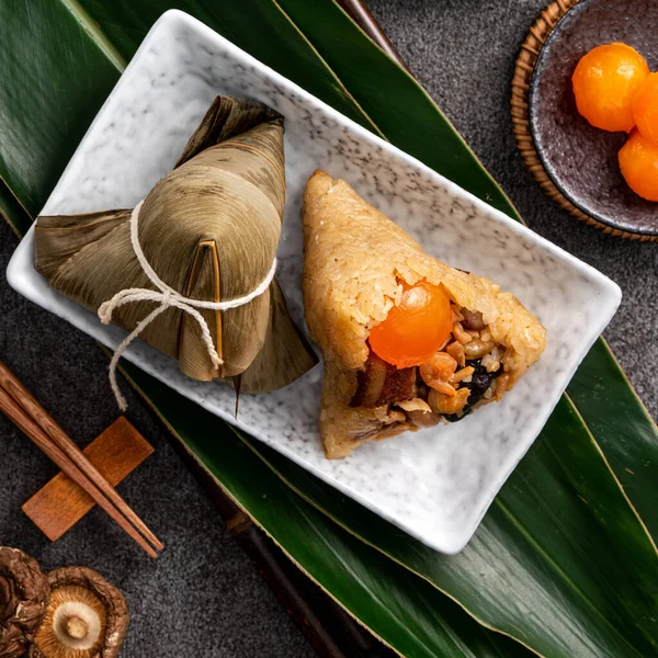 Zongzi Bolinho Arroz Para Chinês Tradicional Dragon Boat Festival Duanwu — Fotografia de Stock