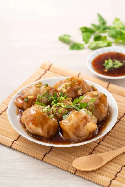 Primer Plano Bawan Wan Manjar Albóndigas Taiwanesas Deliciosa Comida Callejera — Foto de Stock