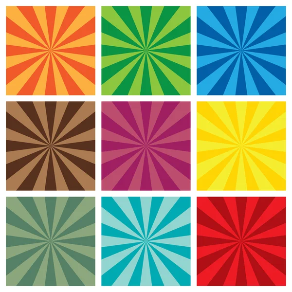 Set van zon sunburst retro patroon — Stockvector