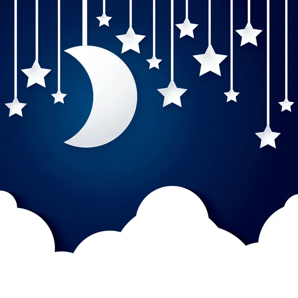 Φεγγάρι αστέρι και σύννεφο χαρτί — Διανυσματικό Αρχείο