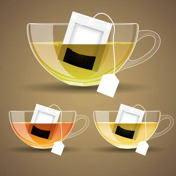 Conjunto de taza de vidrio con té — Vector de stock