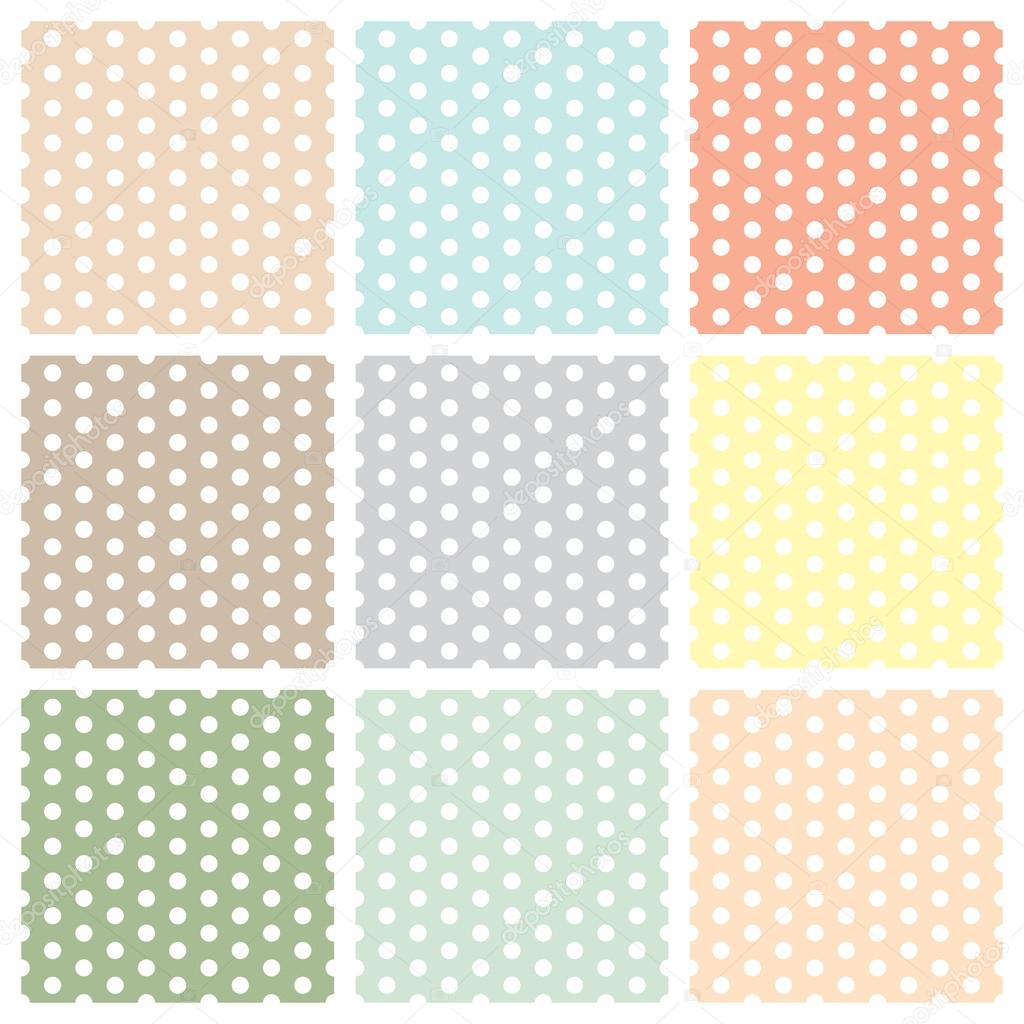 Vintage seamless polka dot patterns set