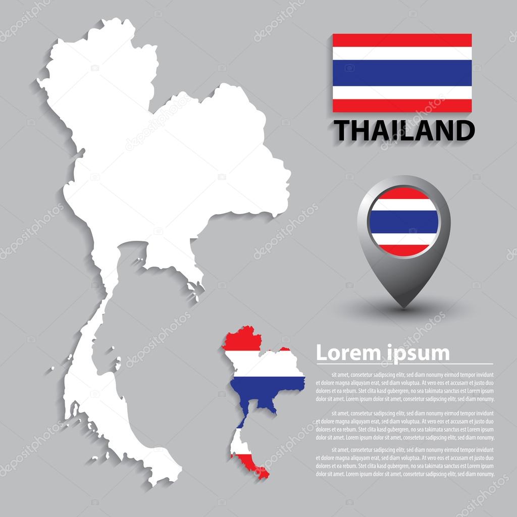 Flag and Map of Thailand