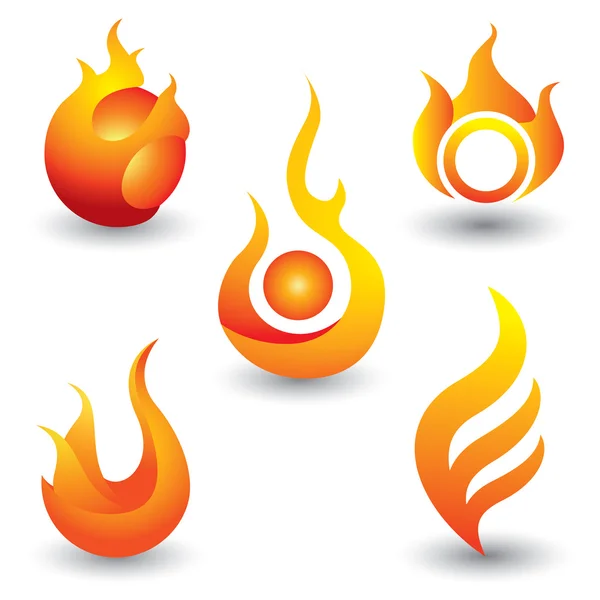 Φωτιά φλόγες σύμβολο εικονίδιο — Διανυσματικό Αρχείο