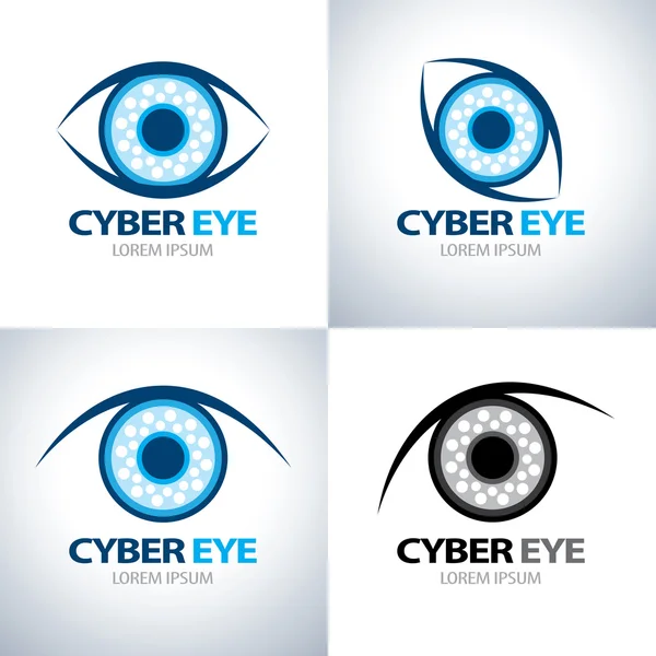 Cyber eye symbol Ikonuppsättning — Stock vektor