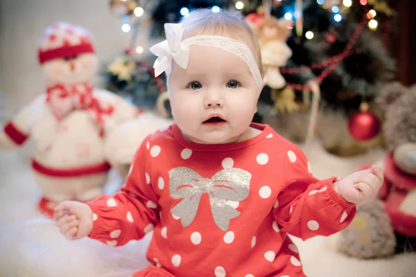 Meisje van de baby van Kerstmis — Stockfoto