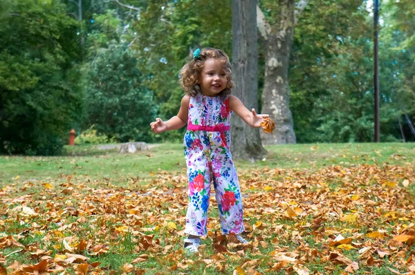 Linda niña en el bosque en otoño —  Fotos de Stock