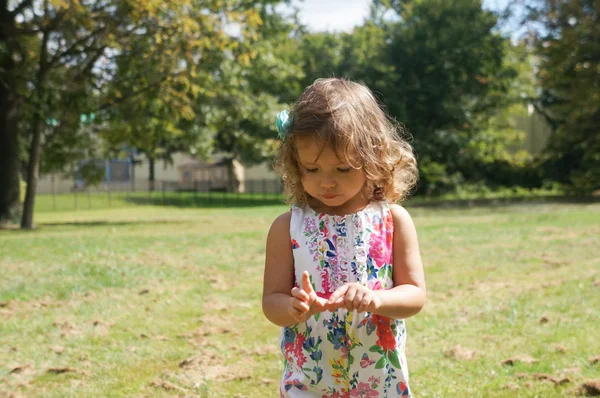 Linda niña en el bosque en otoño —  Fotos de Stock