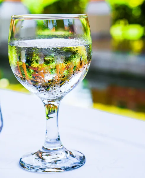 Glass of water outdoors — Stock Photo, Image