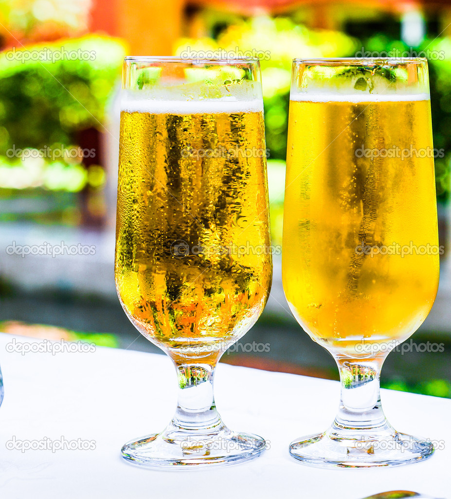 Beer glasses outdoors