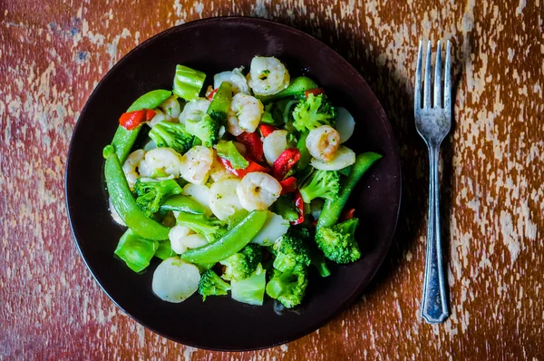 Stir fry vegetables with shrimps — Stock Photo, Image