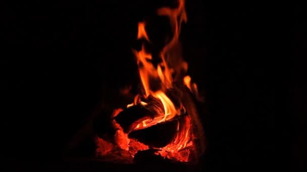 Fuego, estufa de leña, chimenea — Vídeos de Stock