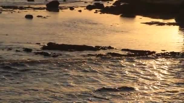 Coucher de soleil dans la baie de la mer — Video