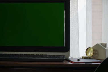 yeşil boş ekran bilgisayar monitörü