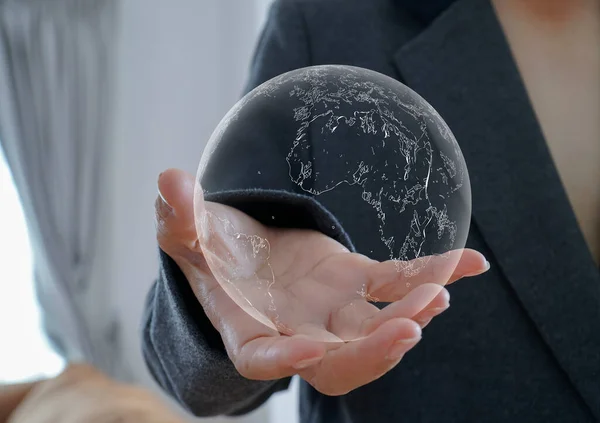 Hand Cherishes Globe Elements Image Furnished Nasa — Fotografia de Stock