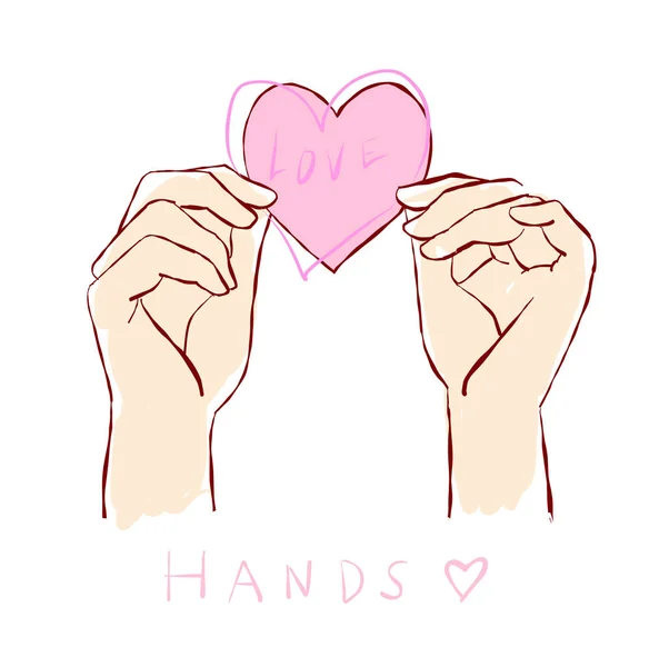 Hands Heart Shape Doodle Set Hand Drawn Illustration — Stock Photo, Image