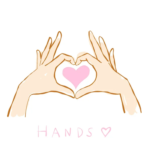 Händerna Med Hjärtformade Klotter Handritad Illustration — Stockfoto