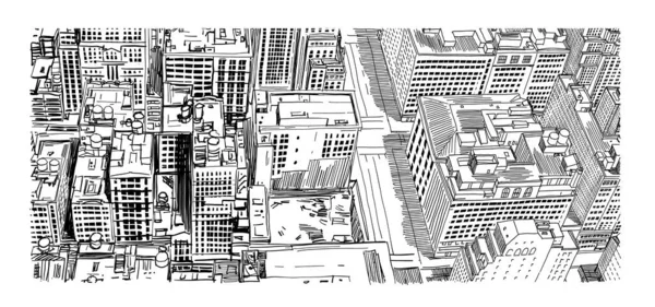 Arranha Céu Cidade Sem Costura Desenho Mão Linha Ilustração — Fotografia de Stock