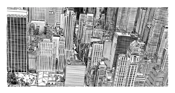 Grattacielo Città Senza Soluzione Continuità Disegno Mano Linea Illustrazione — Foto Stock
