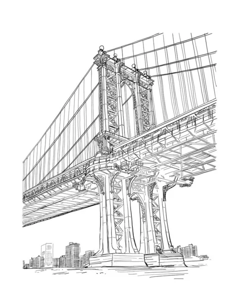 Skyscraper City Seamless Hand Drawing Line Illustration — Stock Photo, Image