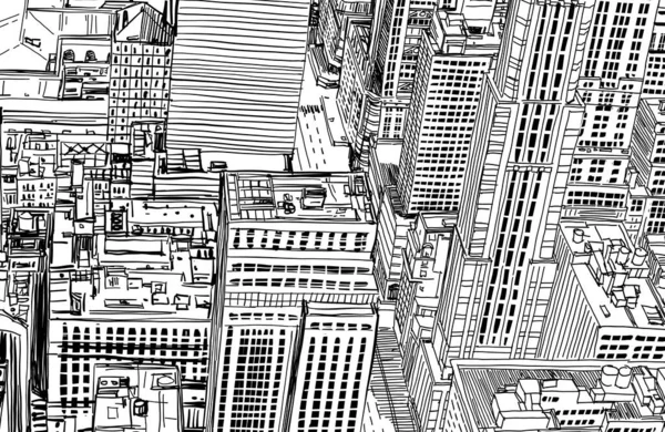 Gökdelen Şehri Kusursuz, el çizimi çizimi illüstrasyonu.