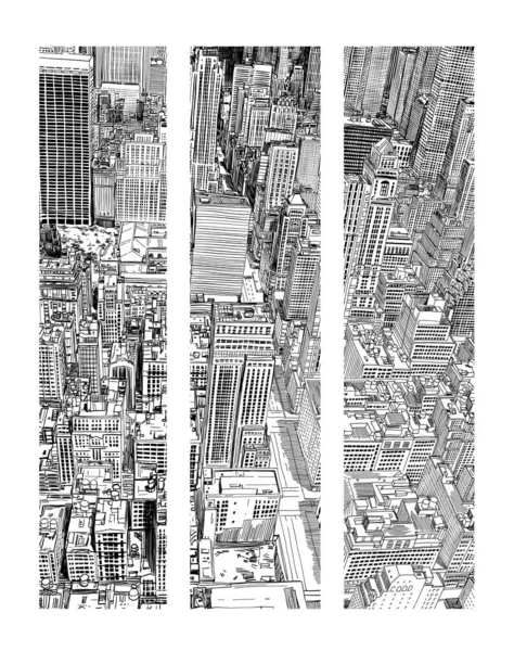 Ciudad Rascacielos Sin Costuras Ilustración Línea Dibujo Mano — Foto de Stock