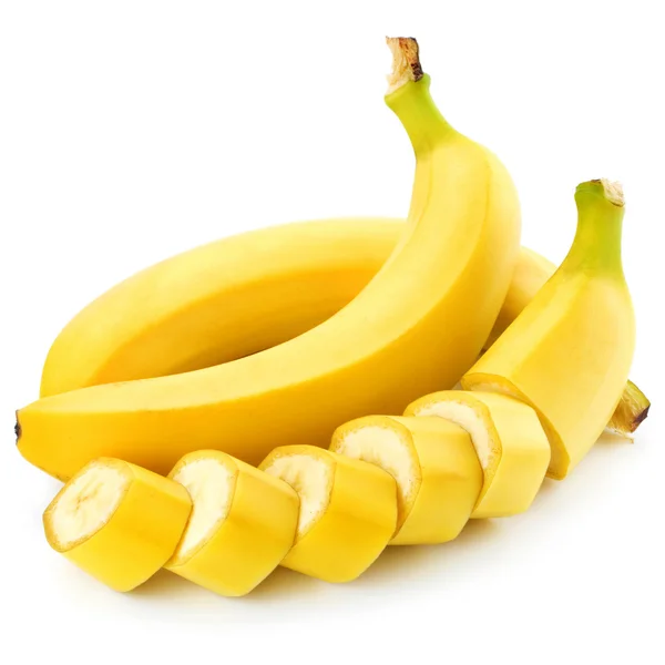 Нарезанные бананы изолированы на белом фоне — стоковое фото