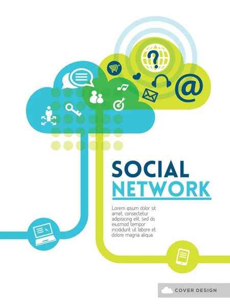 Bulut sosyal medya ağı konsepti arka plan tasarım düzeni — Stok Vektör
