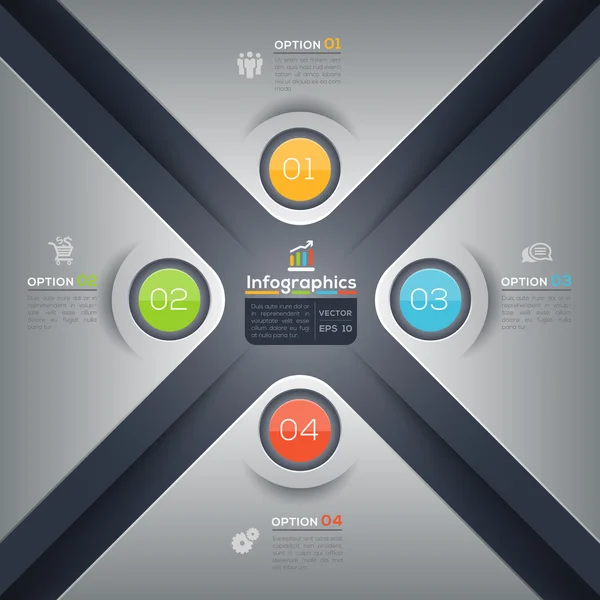 Negócios modernos Infográficos de forma X layout de design gráfico — Vetor de Stock