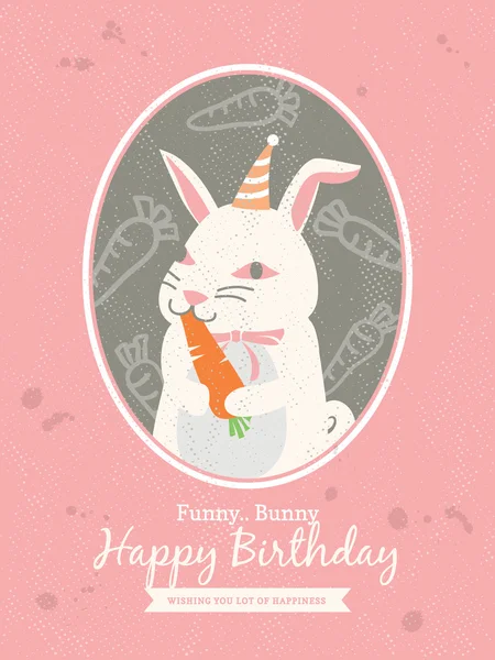 Conception de carte d'anniversaire Rabbit Cartoon — Image vectorielle