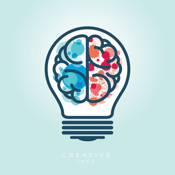 Creative Light Bulb Left and Right Brain Idea Icon