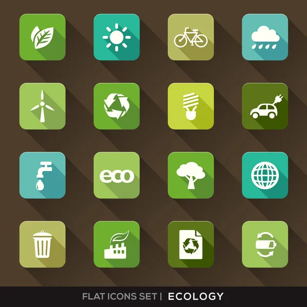 Ecology Flat Icons Set — Stock Vector