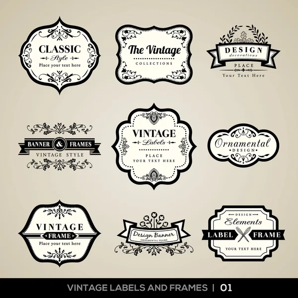 Vintage labels and frames — Stock Vector