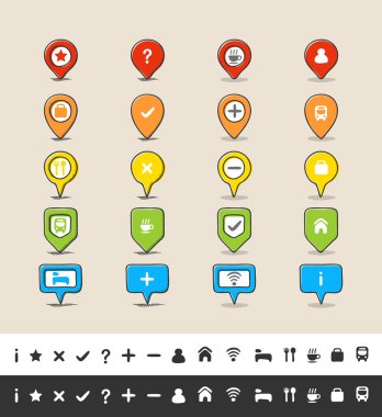 el çekilmiş gps PIN ve harita Icon set