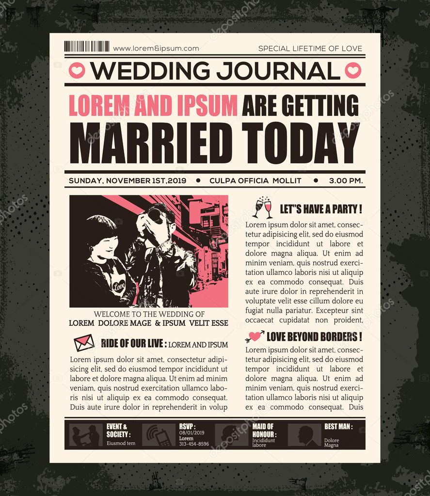 Newspaper Wedding Invitation Design Template