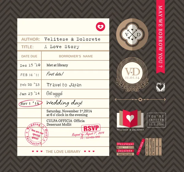 Kütüphane kartı fikir düğün davetiyesi