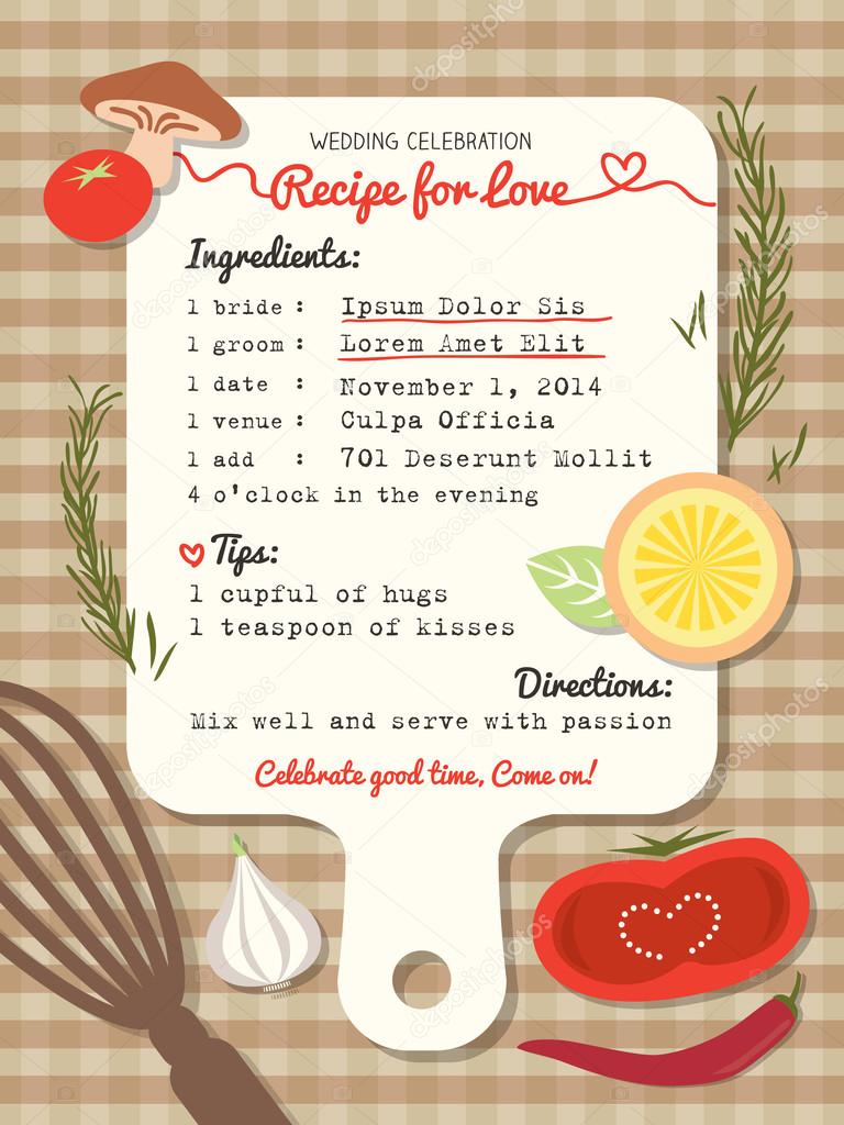 Recipe for Love creative Wedding Invitation