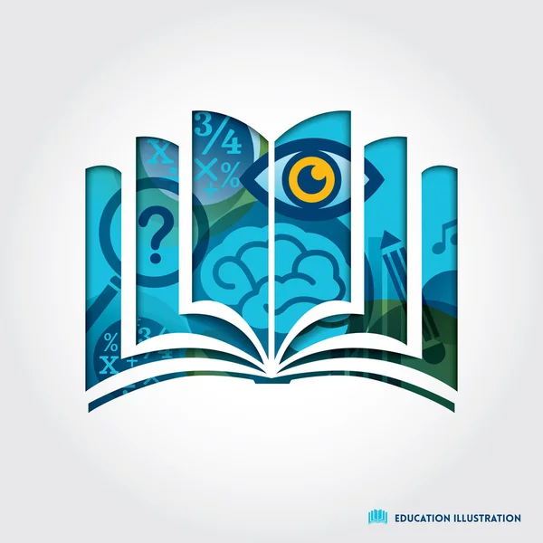 Open Book Symbol Bildungskonzept Illustration — Stockvektor