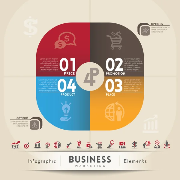 4 p ビジネス マーケティング コンセプト グラフィック要素 — ストックベクタ