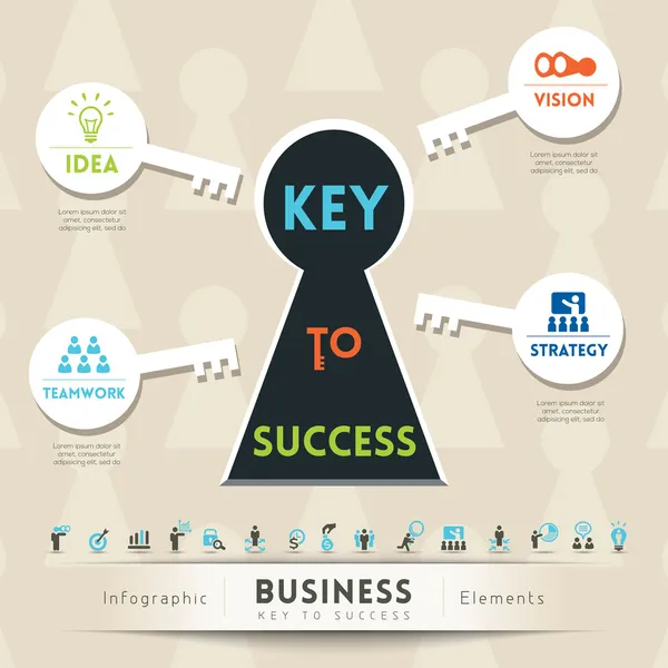 Key to Success in Business Illustration — Stock Vector