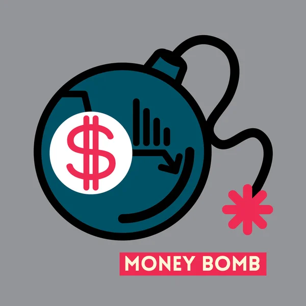 Money Bomb Dollar crisis concept illustration — Stock Vector