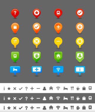 GPS PIN ve harita Icon set