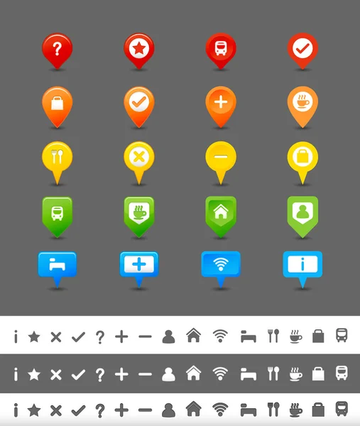 GPS pin and map icon set — Stock Vector