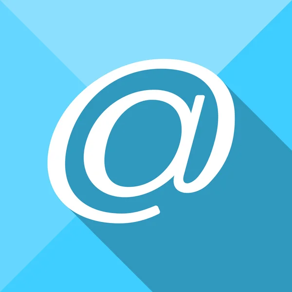 Email No sinal Arroba símbolo plana ícone sombra longa — Vetor de Stock