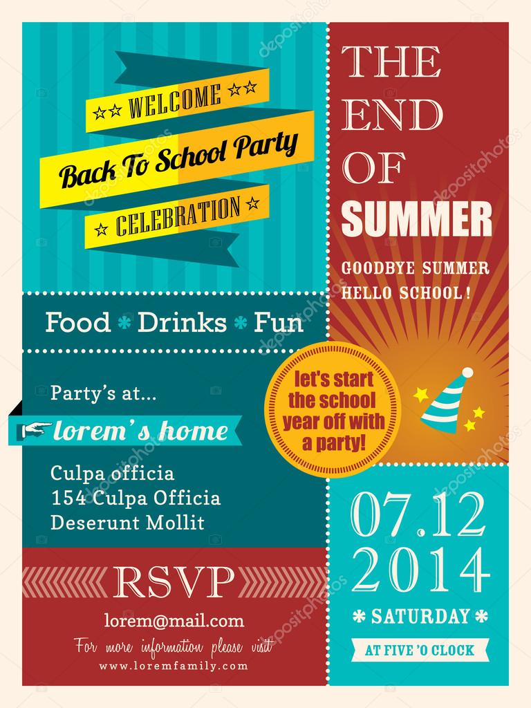 End Of Summer Party Poster Or Card Design Template Layout Stock Vector Image By C Kraphix 50101089