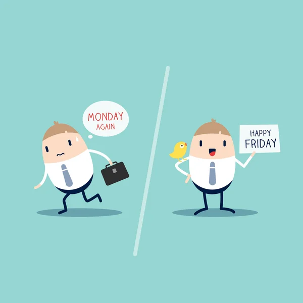 Lunes VS Viernes — Vector de stock