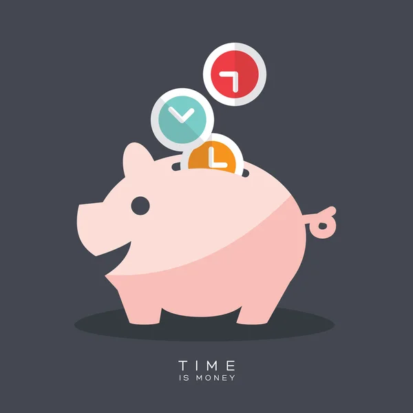 Time is Money Piggy Bank — Stock Vector