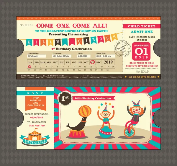 doğum günü kartı bilet stili