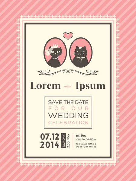 Cute Wedding invitation frame template — Stock Vector